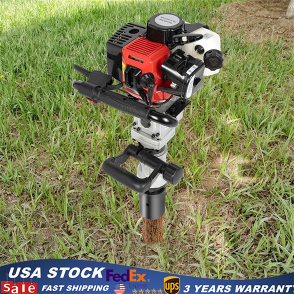 Gas Powered T-Post Driver 2-Stroke Gasoline Engine Fence Farm Push Pile Digger