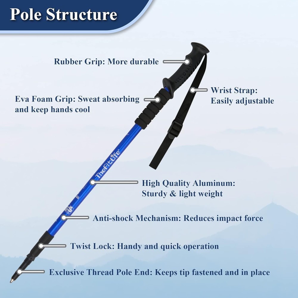 Versatile Hiking Poles with Quick Lock & Compact Foldable Design for Travel