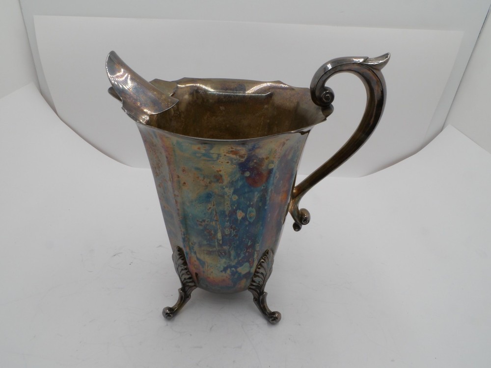 Vintage Silverplate Footed Water Pitcher with Ice Lip