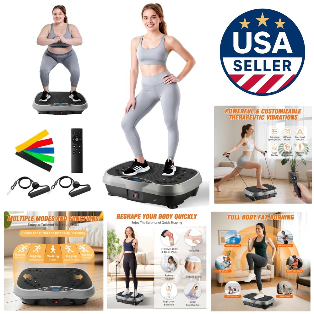 Vibration Plate Exercise Machine with 200 Levels – 400lbs Capacity
