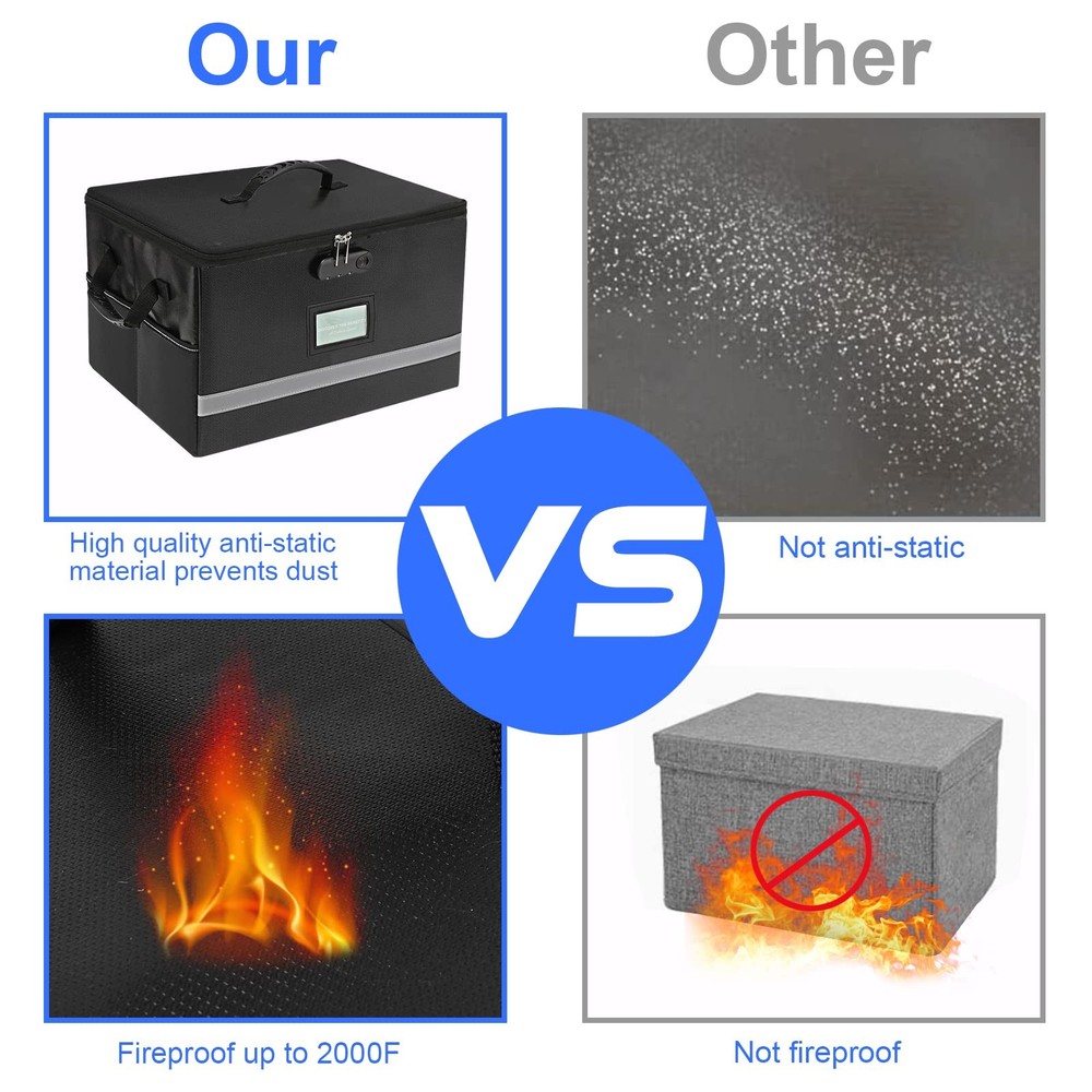 EXLIFBAG File Organizer, Fireproof File Box with Lids, Important Document Org...