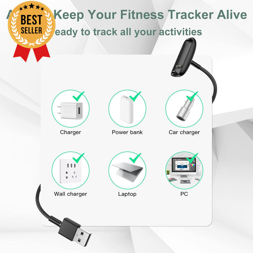 Charger Cable Replacement for Fitbit Inspire 3 (2 Pack/3.3Ft)