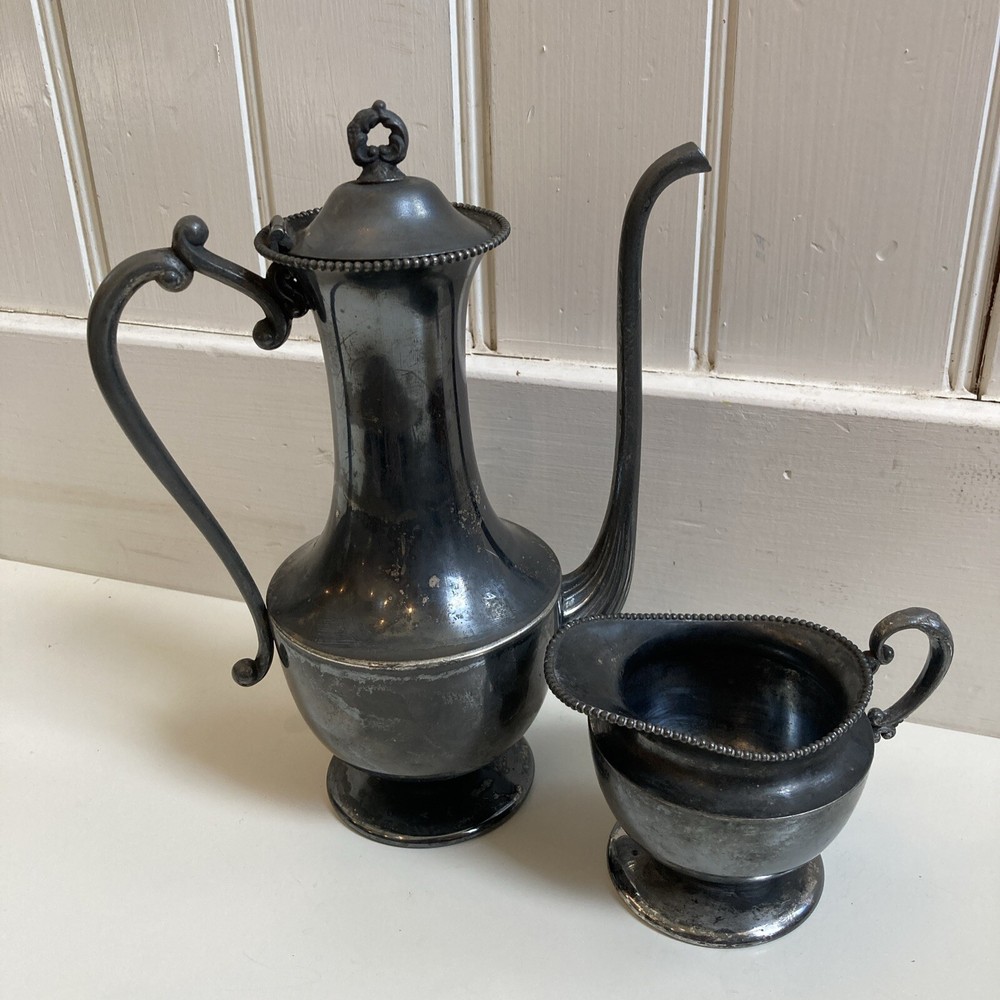benedict quadruple plate pitcher and creamer Tarnished