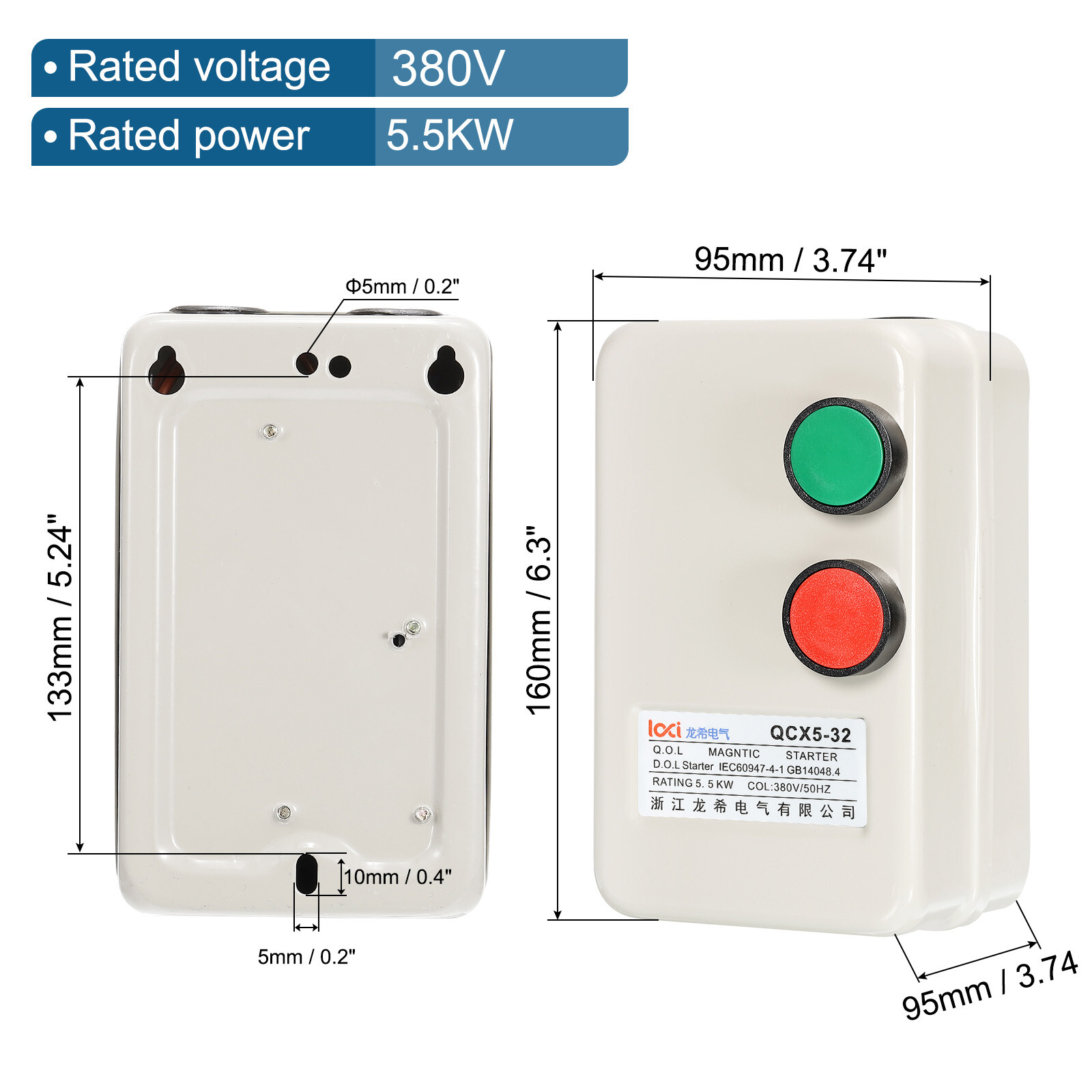 Magnetic Electric Motor Starter 380V 5.5KW 7.5HP 3 Phase Magnetic Switch Motor