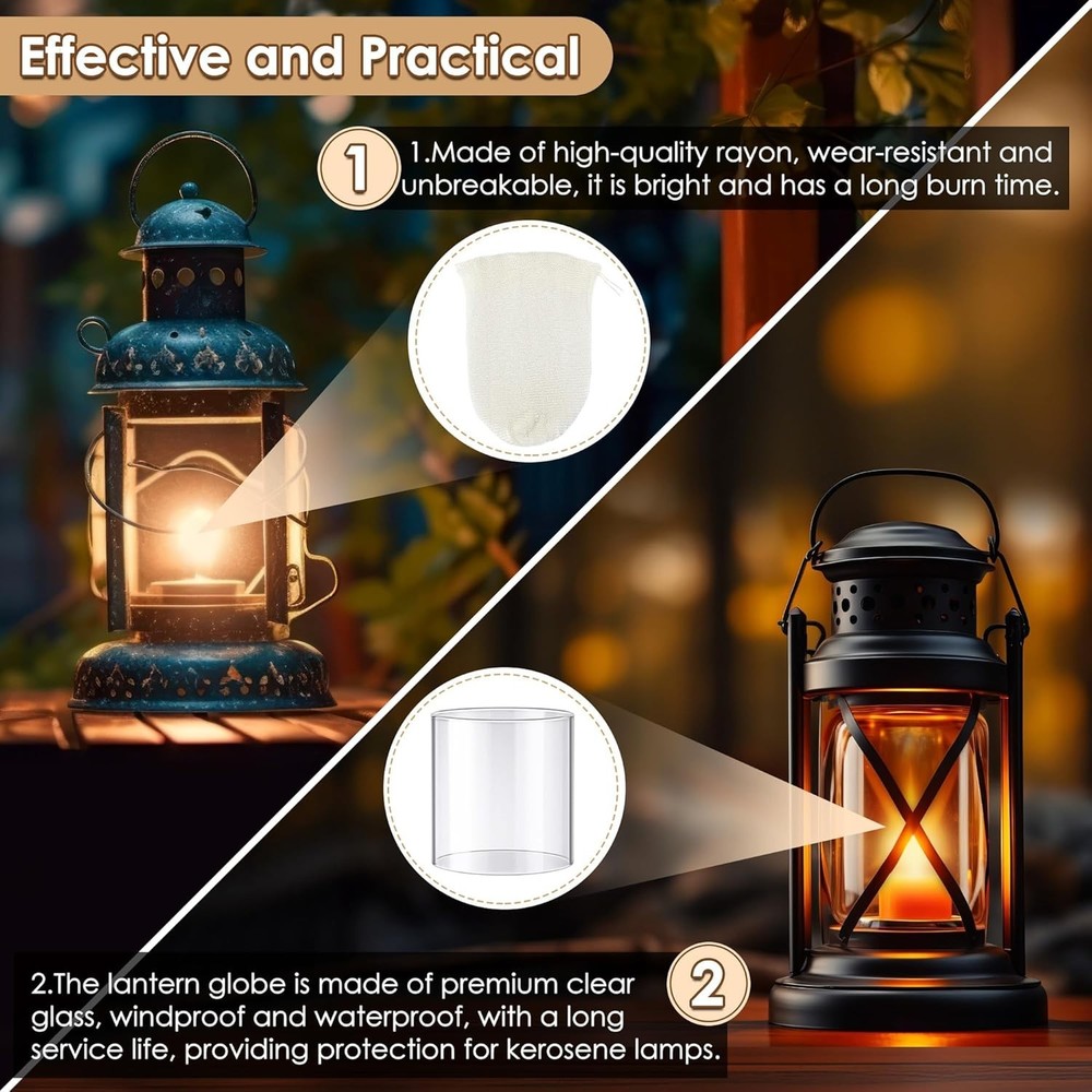 11 Pcs Propane Lantern Mantles with Glass Globe Replacement, Compatible with ...