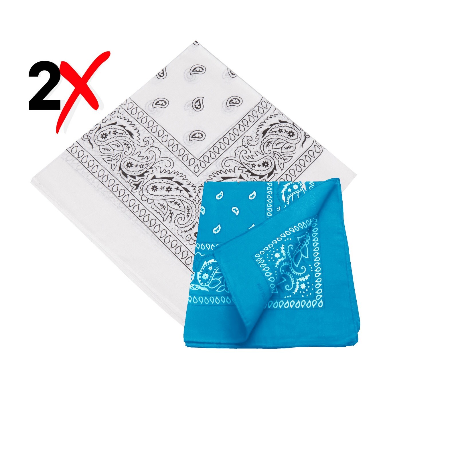 2-Pack Bandana 100% Cotton Paisley Print Double-Sided Scarf Head Neck Face Mask