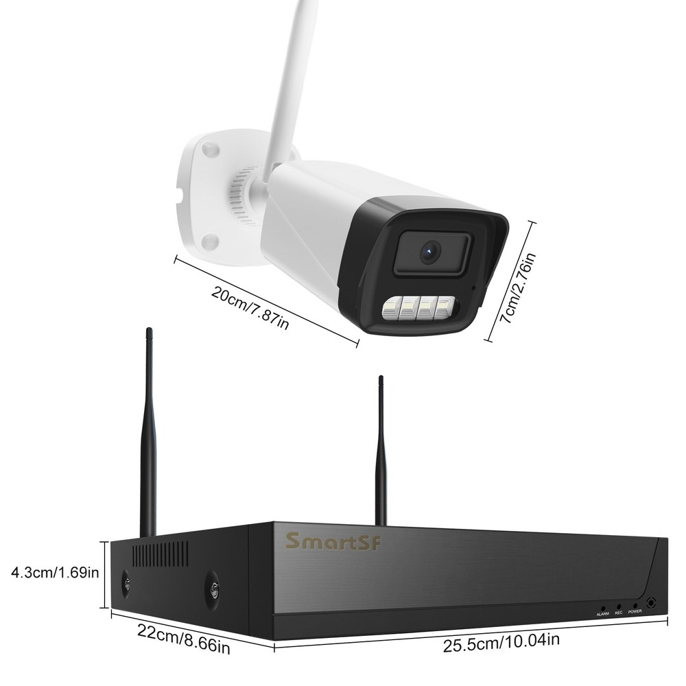 Wireless Security Camera System, 10CH Wireless NVR System with 6pcs HD 3MP cam