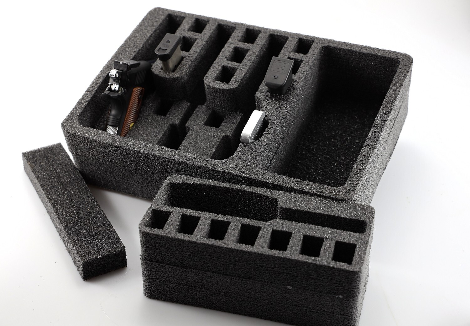 Precut 4 pistol handgun gun removable tray fits Pelican 1450 Apache 3800 case