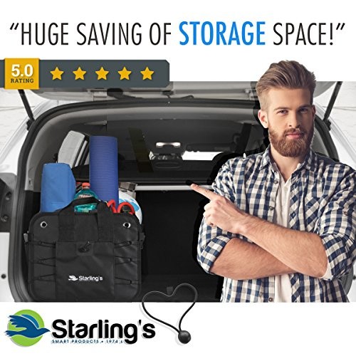 Car Trunk Organizer - Durable Storage SUV Cargo Organizer 2 Compartments Black
