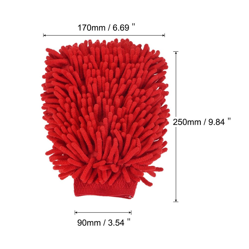 Microfiber Chenille Double-Sided Large Dusting Wash Mitten Rose Red