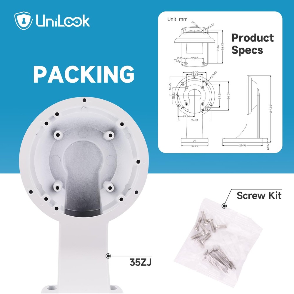 PTZ Camera Mounting Bracket Full Metal Compatible Dome Turret PoE Security