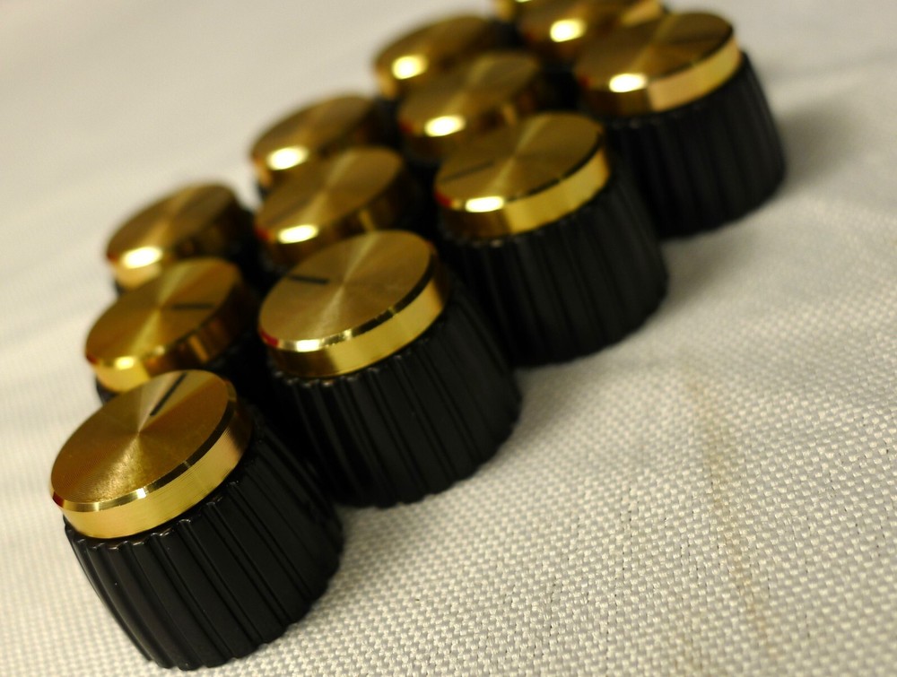 12 pcs Amplifier Knobs Black With Gold Cap Push-On For Marshall AMP Combo