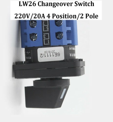 Switch SELECTOR PANEL ROTARY 220V 4-Position 2 Pole 8 Screw Terminals