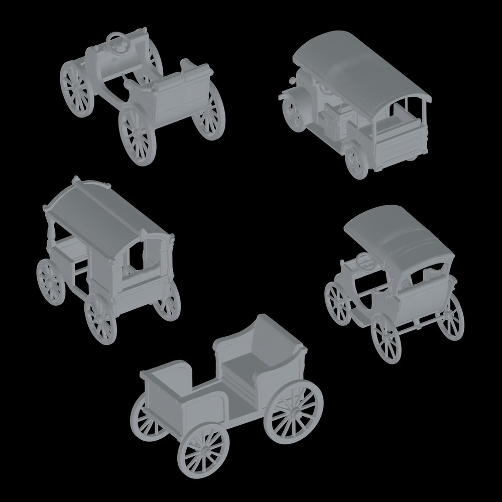 5x 3D STL Medieval Carts – Authentic Wagon Models for 3D Printing