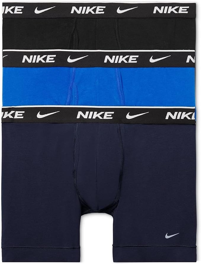 NEW Nike Everyday Cotton Stretch Dri-Fit Boxer Briefs 3 PACK Black & NAVY •Men's