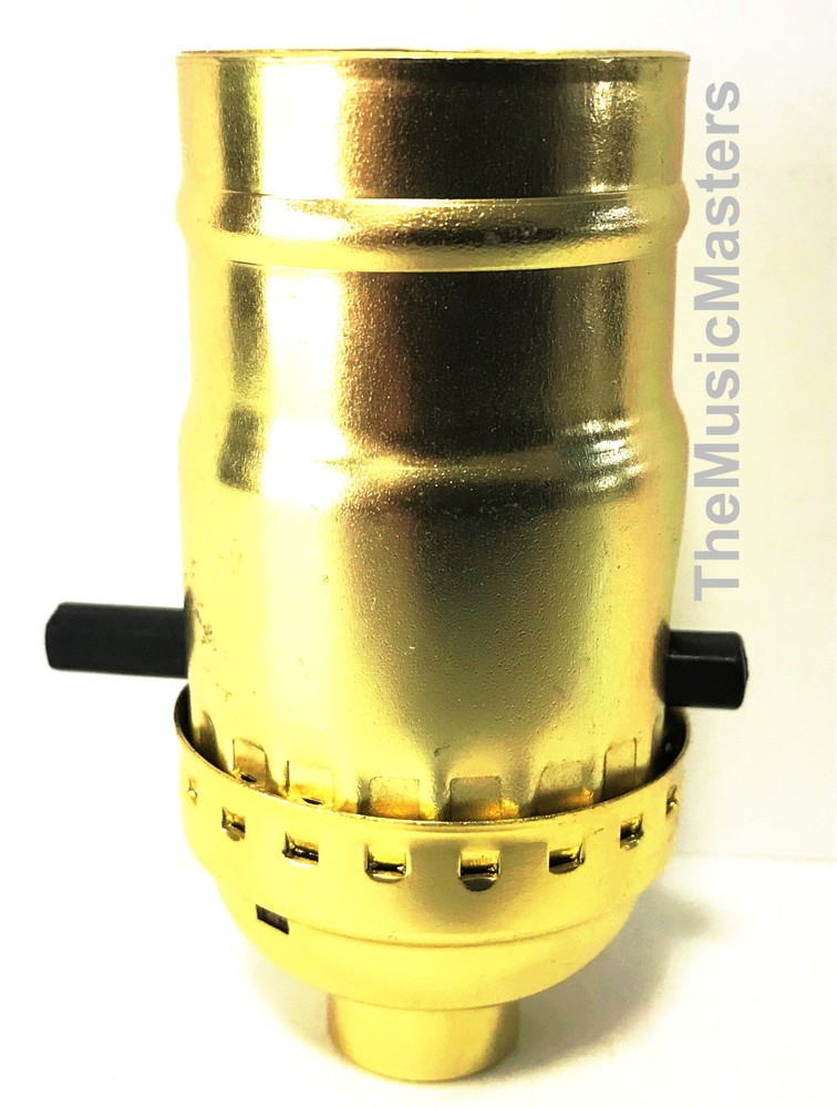 Brass Plated Push-Thru Switch LAMP SOCKET Standard E26/27 Light Bulb Holder Base