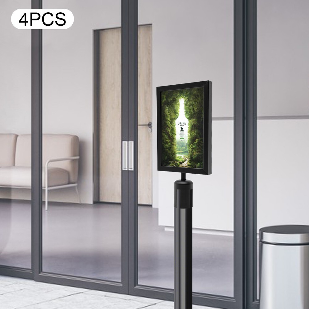4Pcs Removable Double-sided Clear Pvs Sign Holders With Cross-shaped Socket NEW
