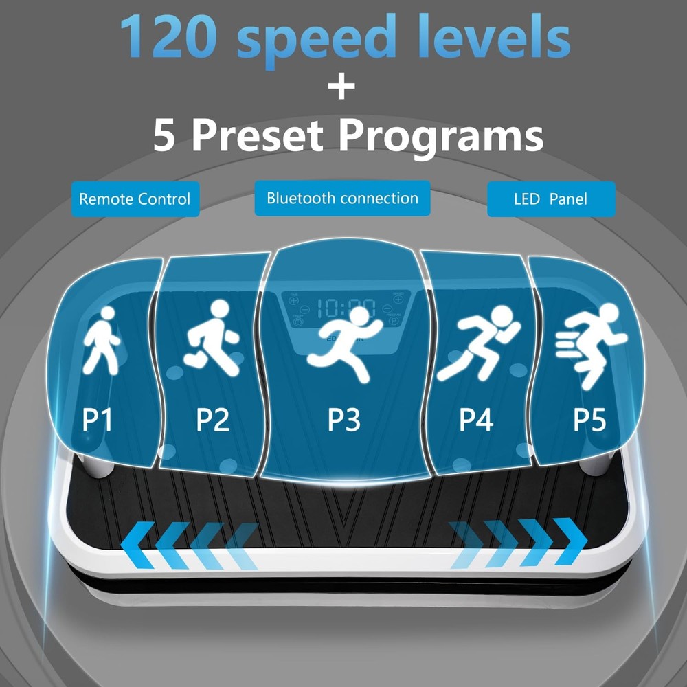 Vibration Plate Exercise Machine with Pushup Handle & Bluetooth, Full-Body Vi...