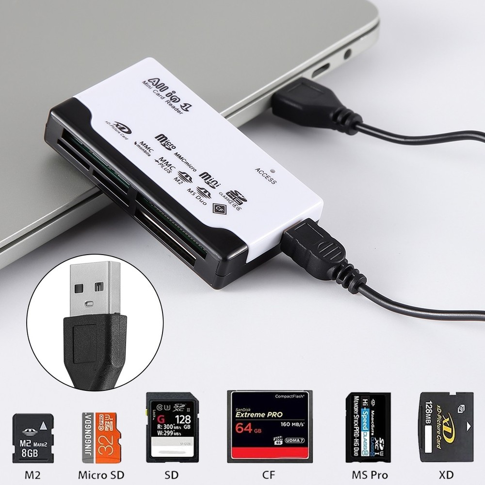 6-IN-1 USB 2.0 High-Speed Memory Card Reader Adapter for Micro SD SDXC CF SDHC