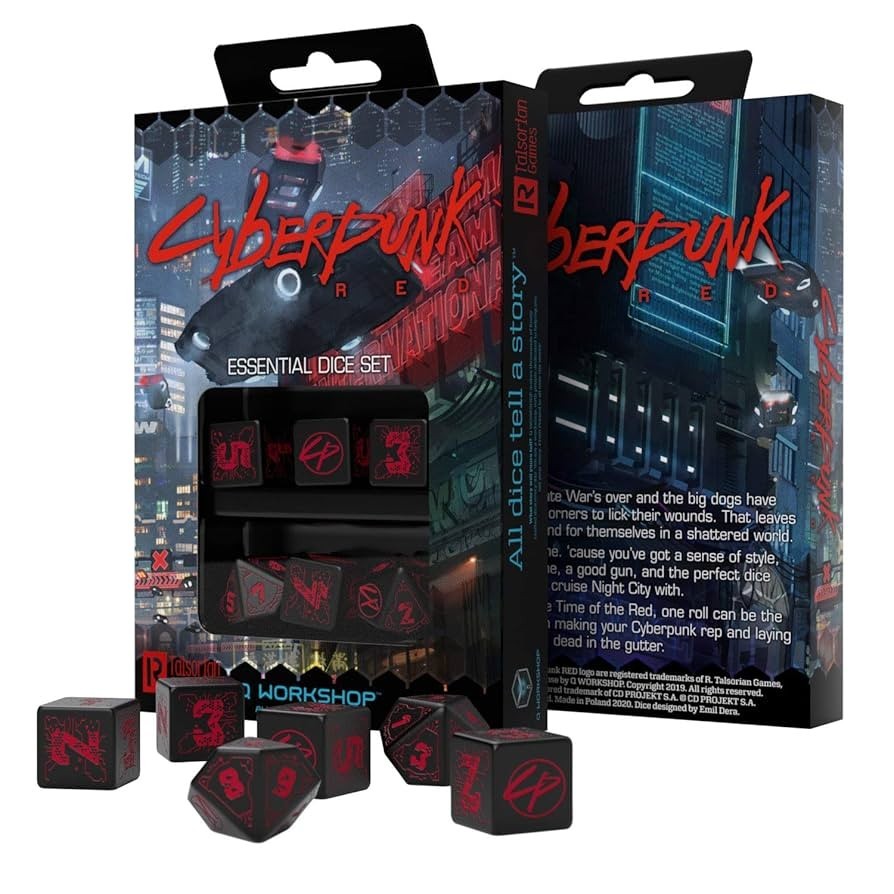 Cyberpunk Red RPG Essentials 6-Dice Set by Q-Workshop QWSSCPE01