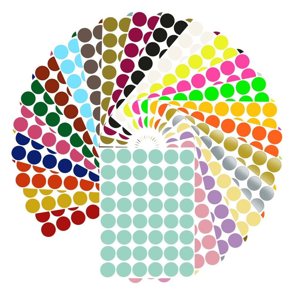 17mm Round Color Coding Stickers Circle ~ 3/4" Dots Permanent Adhesive Labels