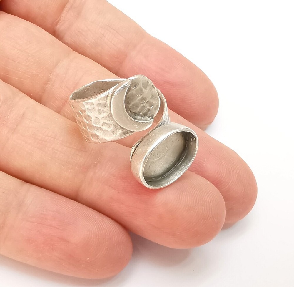 Crescent Ring Setting Blank Cabochon Ring Mounting Adjustable Wrap Ring Base