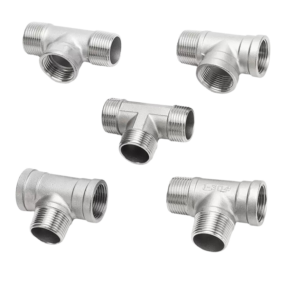 Stainless Pipe Fitting Tee Connector T-Shape Female Male Thread 1/2" 3/4" 1" 2"