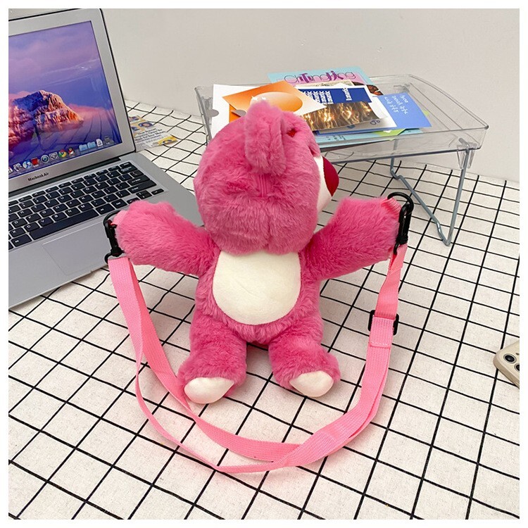 Soft Cute Strawberry Bear Plush Bag Shoulder Bag Cases Wallets Coin Purses Bags