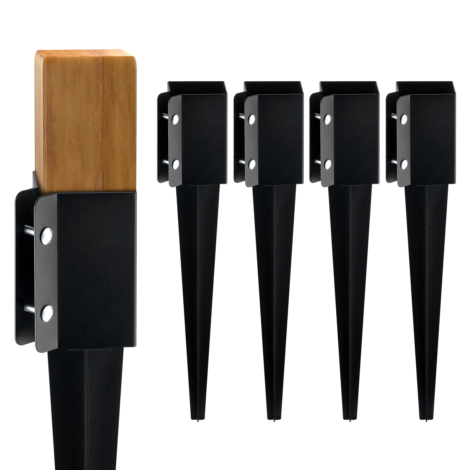 VEVOR Fence Post Anchor Ground Spike 4 Pack 24 x 4 x 4 In Metal Fence Stakes