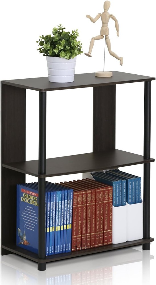 Elegant 3-Tier Walnut Bookcase - Space-Saving Display Rack for Small Spaces