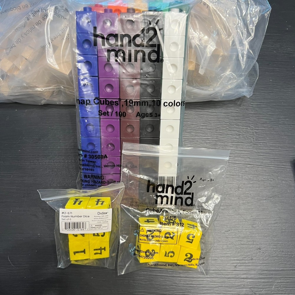 Hand 2 Mind Snap Cube Set 100pc Math Manipulatives and number dice
