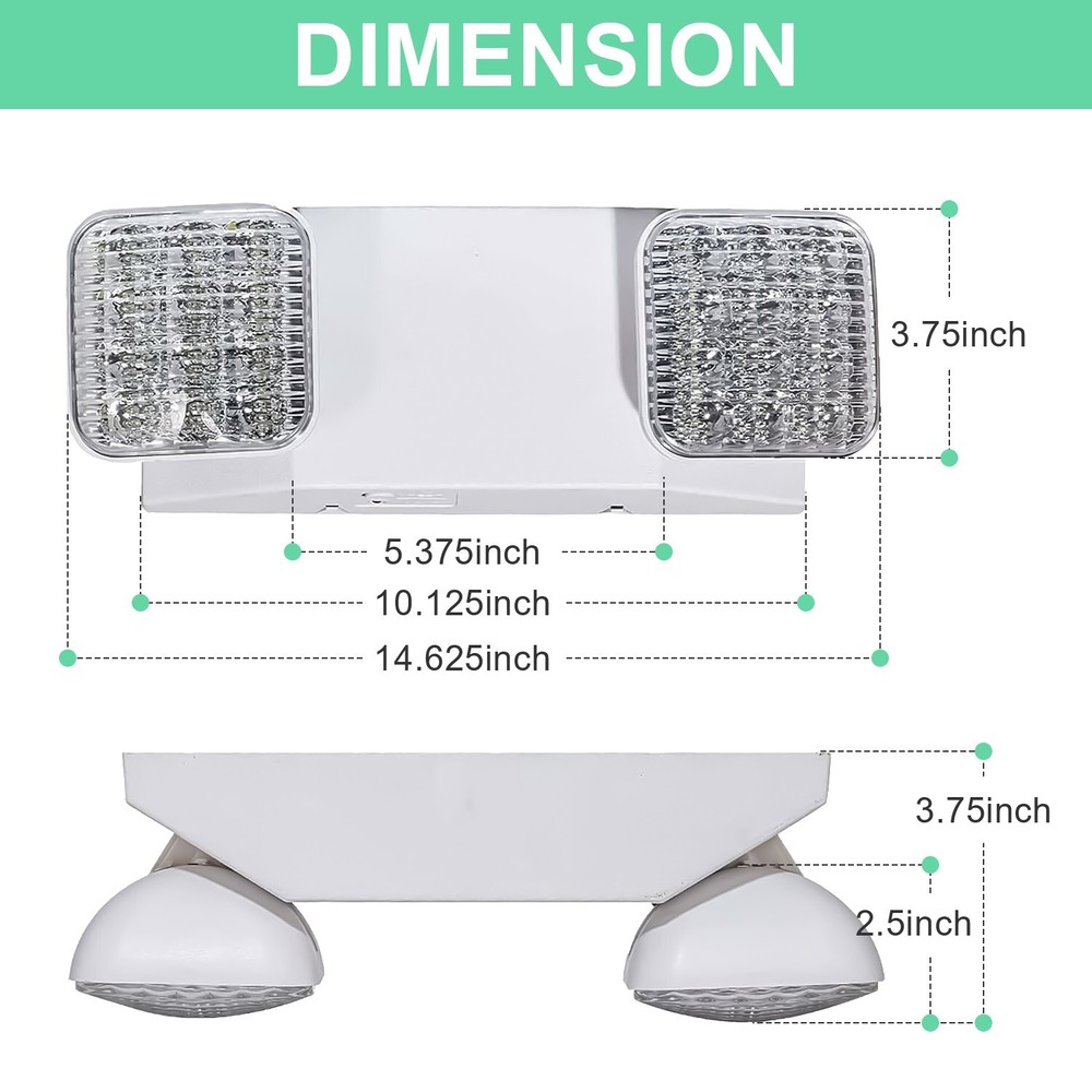 12PACK LED Emergency Exit Light Adjustable Dual Head Lamp with Battery Backup UL