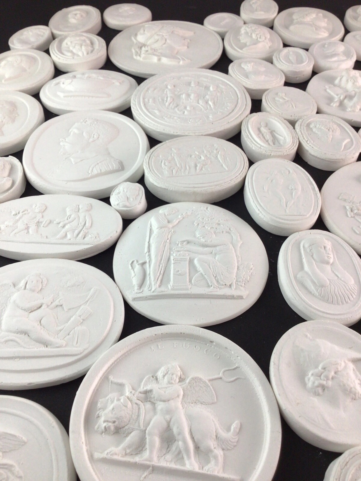 LOT of 20 White Plaster Intaglios Cameos Grand-Tour Style Made USA FREE SHIPPING