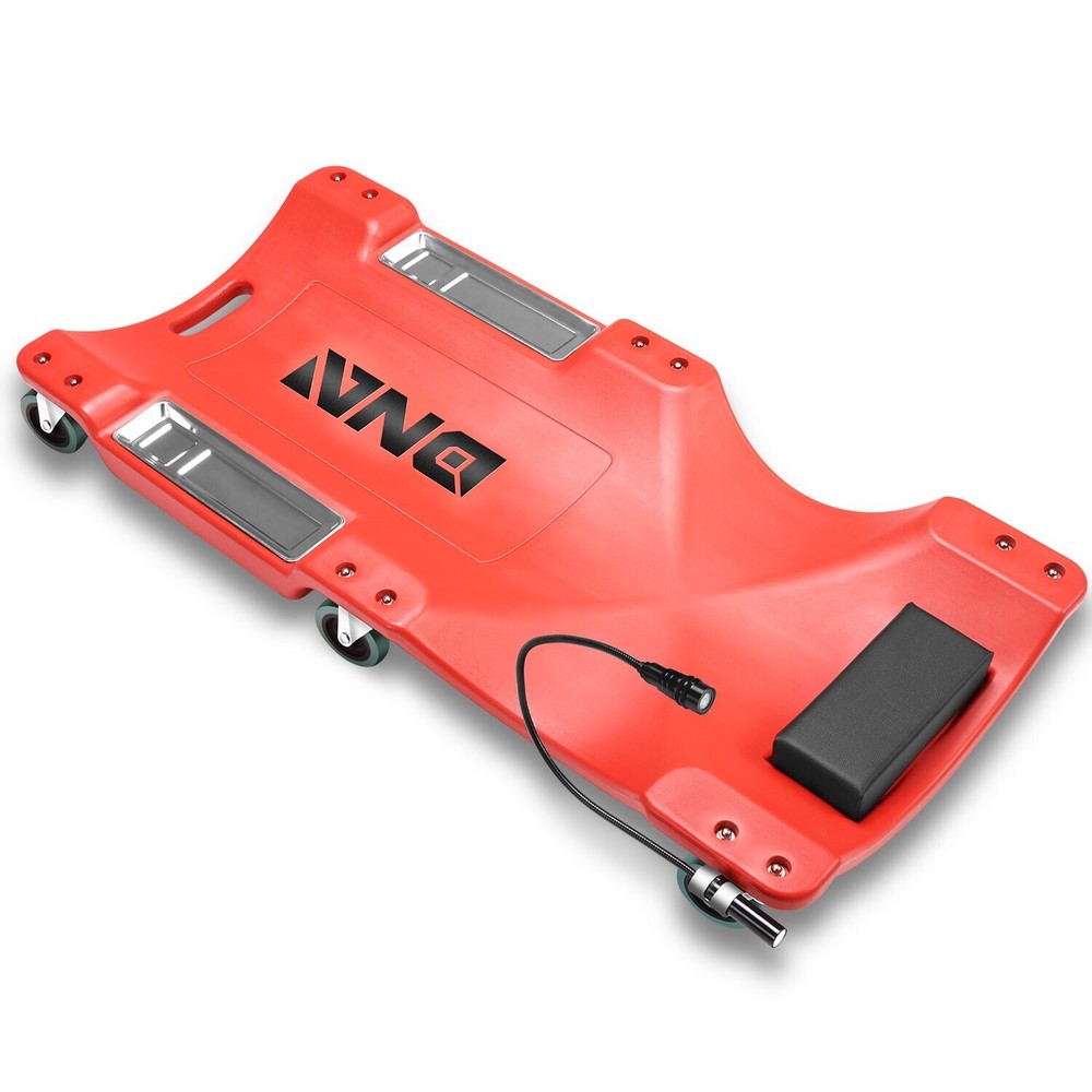 Red 40" Pockets Workshop Plastic Floor Creeper With Swivel Casters+Portable Side