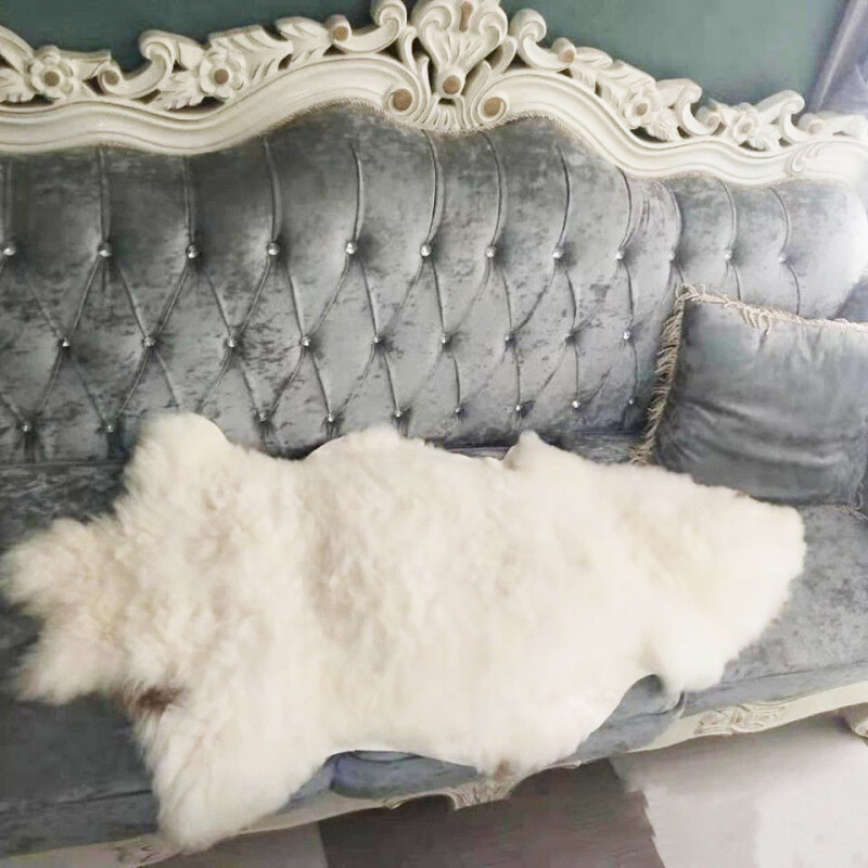 Ivory Real Sheepskin Rugs Fluffy Fur Sofa Couch Mats Soft Skin Fur Car Seat Pads