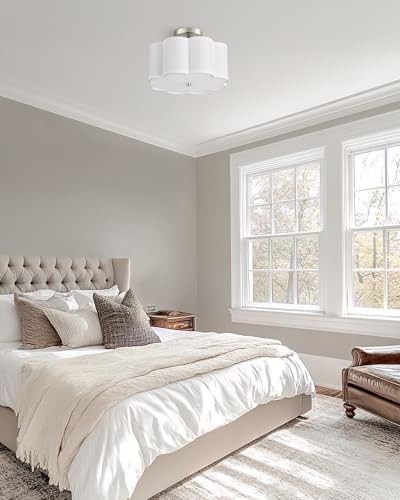 Semi Flush Mount Ceiling Light, 3-Light 13" Ceiling Light 13", 3-Light Nickel