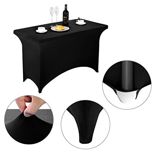 Spandex Fitted Stretch Table Cover for 4ft or 48" x 30" (Rectangular) Black