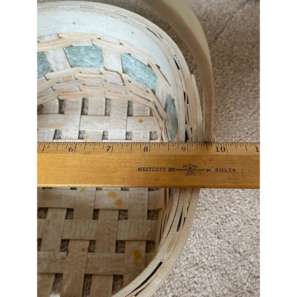 Wicker Basket Oval Multi Color Whitewashed with Handle