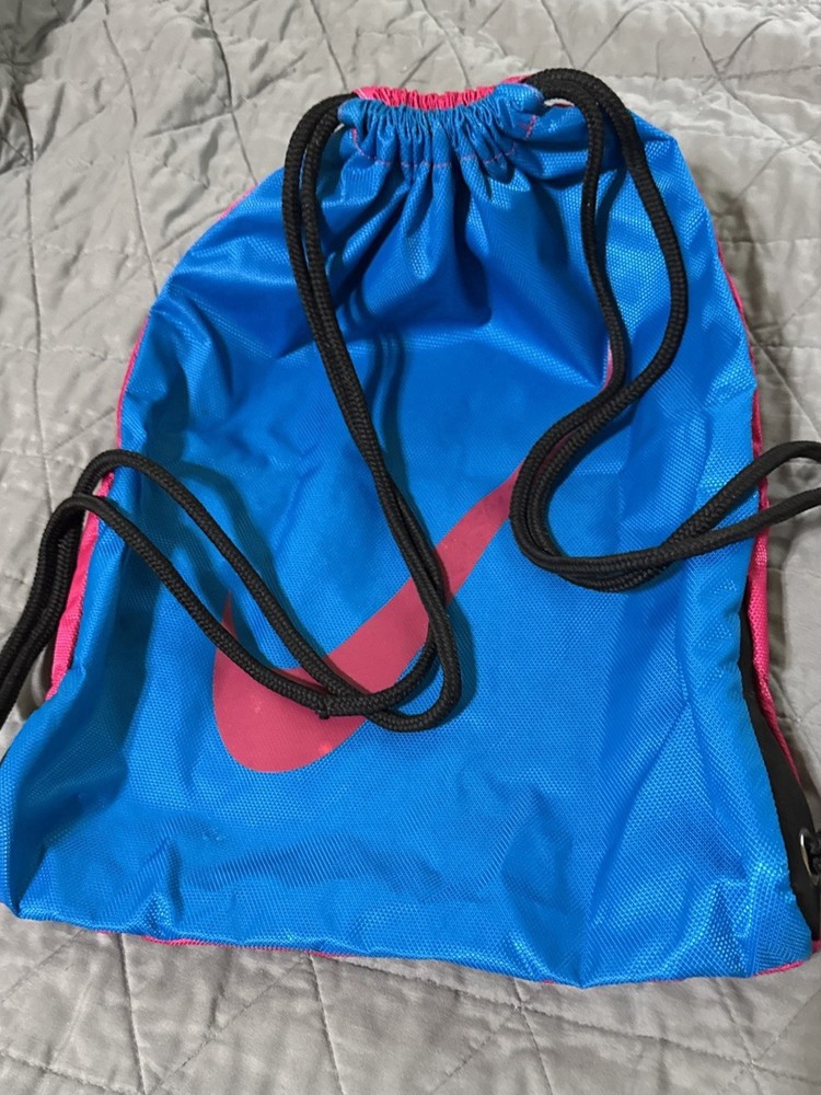Nike Drawstring Backpack Pink “just Do It” Blue “Logo” Lightweight