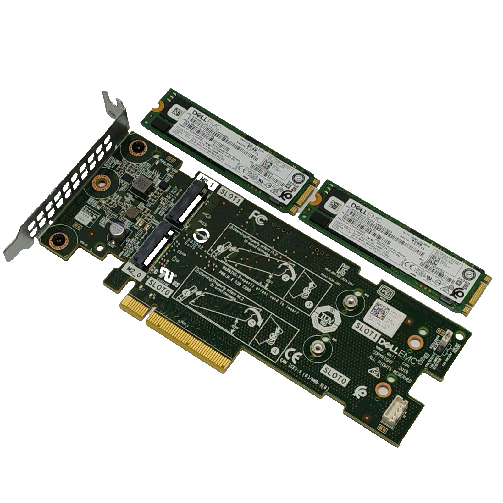Dell EMC M.2 Boss Card Storage Controller W/ 2x 240GB M.2 SATA SSD T2GFX