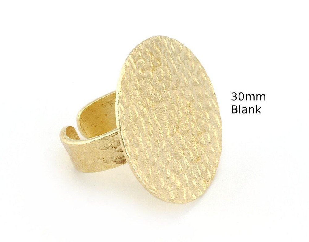 Hammered Adjustable Ring Blank - Raw Brass (30mm Blank ) 4916