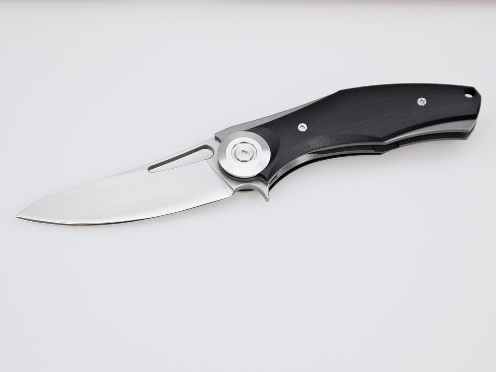 EDC Mini Pocket Knife D2 Blade Black Handle Liner Lock Flipper Nylon Case