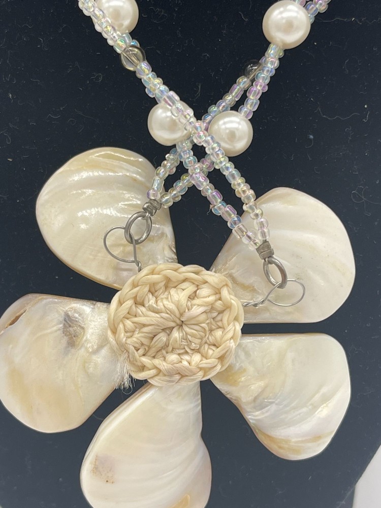 Vintage Multi Strand Pearl Shell Statement Necklace