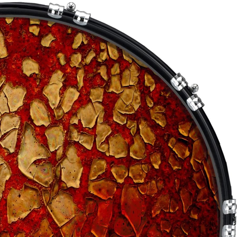Custom 22" Kick Bass Drum Head Graphical Image Front Skin Flaky Paint Red Rust