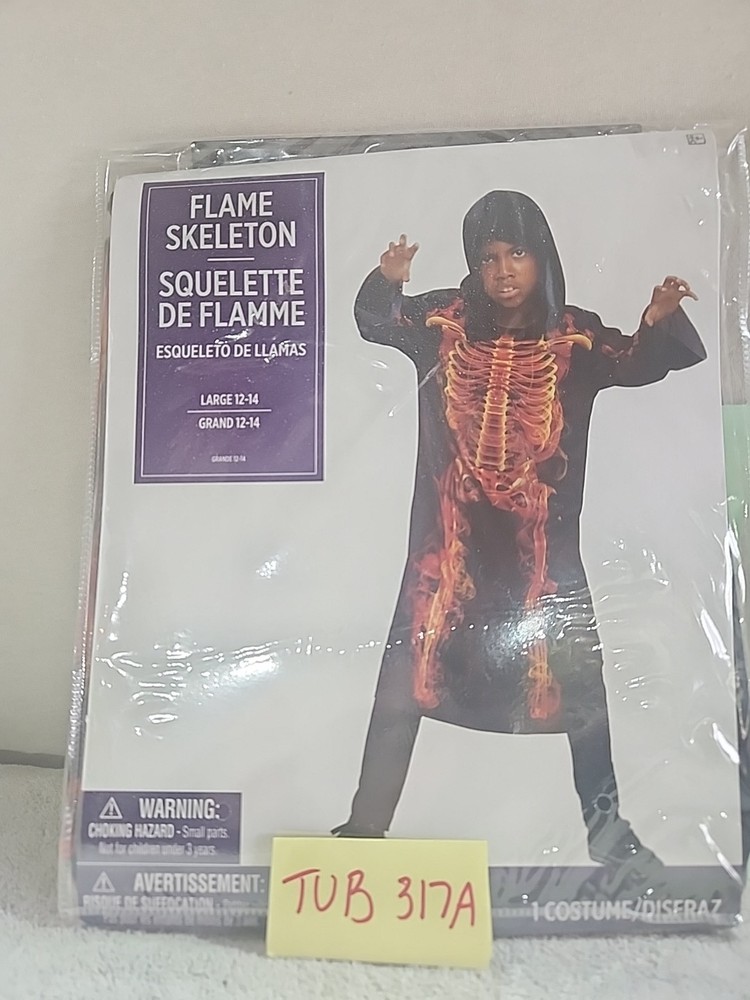 Flame Skeleton Costume Child Size L