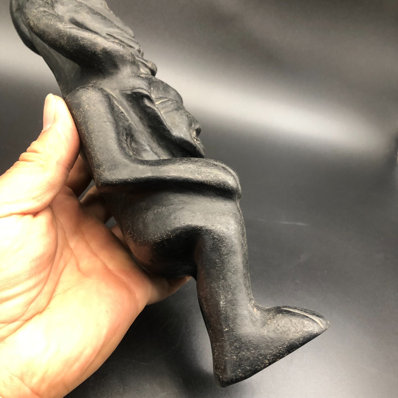 Old HongShan Culture Meteorite Jade Hand-Carved Sun God Helios&Pig Dragon Statue