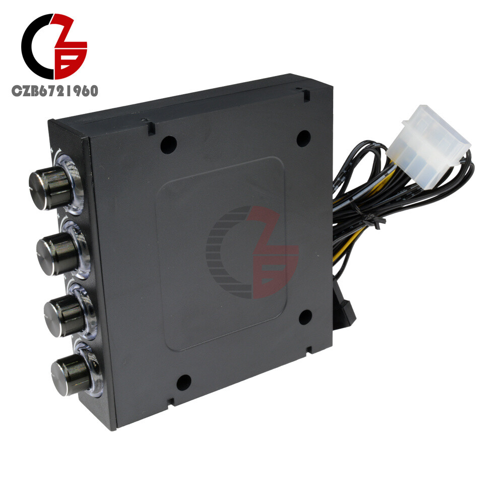 4 Channel Fan Speed Control Controller LED Cooling Front Panel For 3.5" PC CPU