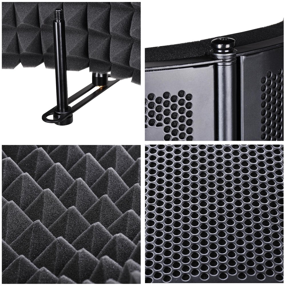 2 Fold Microphone Isolation Shield Video Studio Recording Absorber Foam Panel