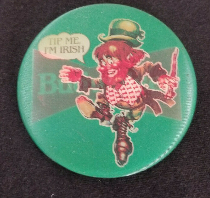 Vintage Budweiser Leprechaun Lenticular Pinback Button - 3" Diameter