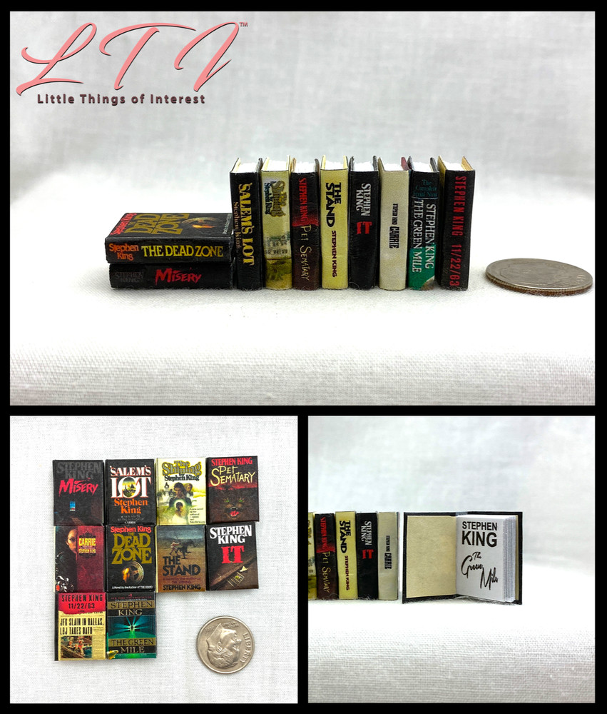 Kit STEPHEN KING BOOK SET 10 Pc Kit Instruction Tutorial Miniature 1:12 Scale